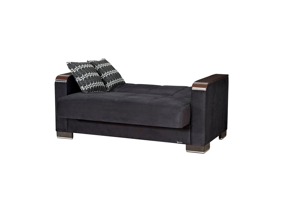 Ottomanson Armada X - Upholstered Convertible Wood Trimmed Loveseat With Storage - Microfiber