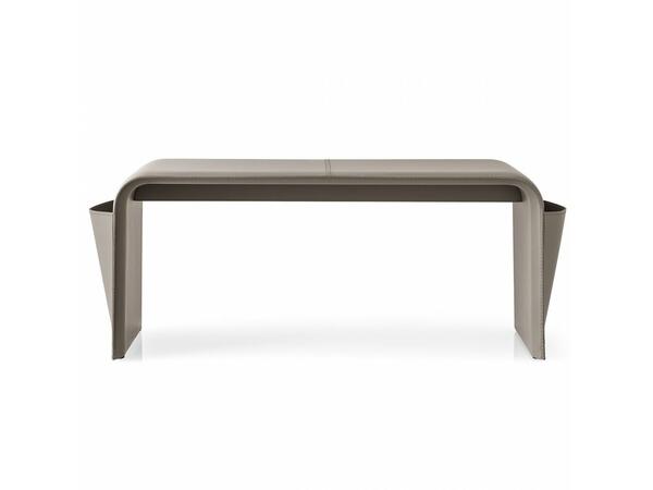 Calligaris Shape Leather Covered Bench With Pockets For Magazines