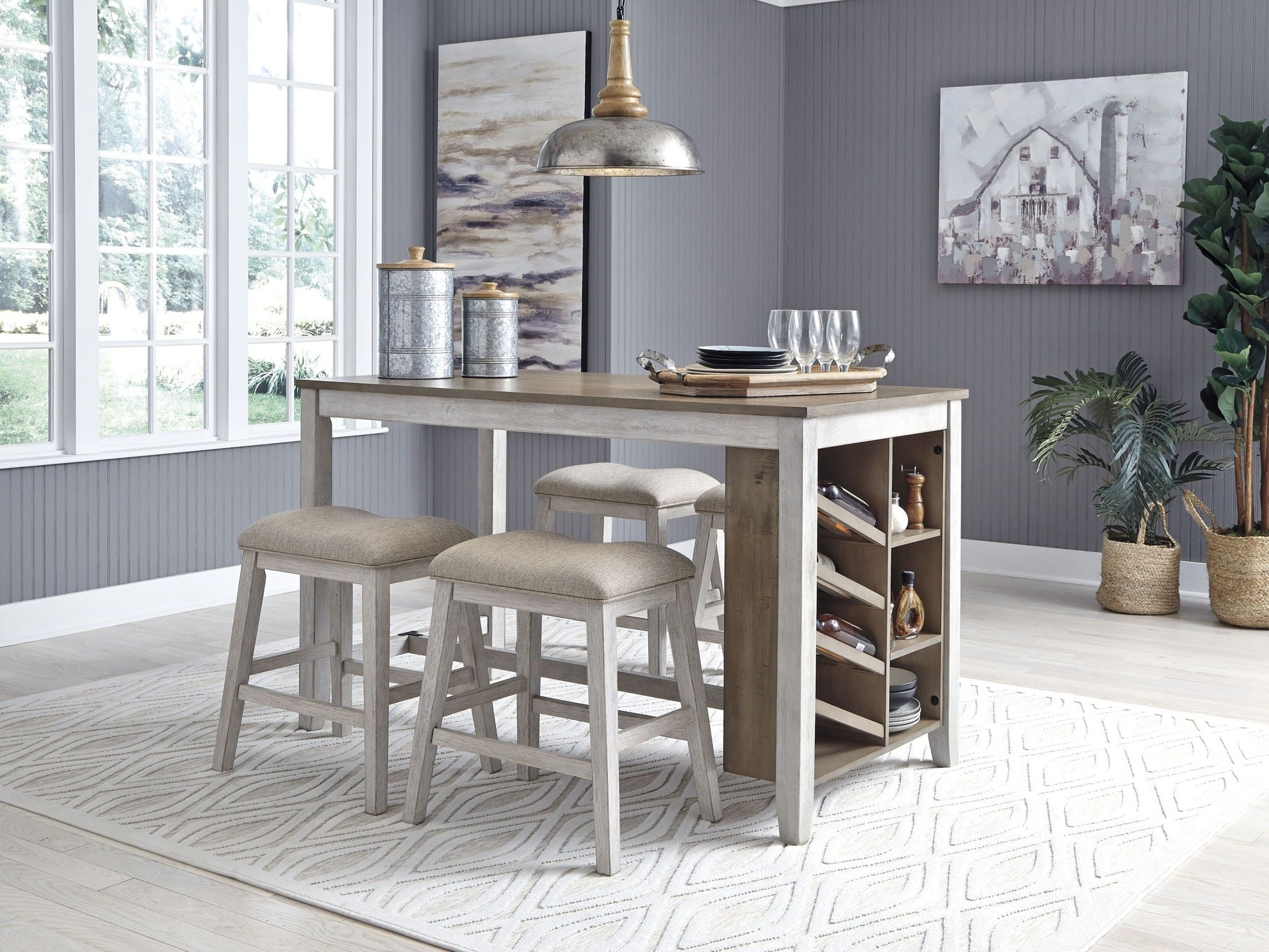 Skempton - Rectangular Counter Table With Storage Set
