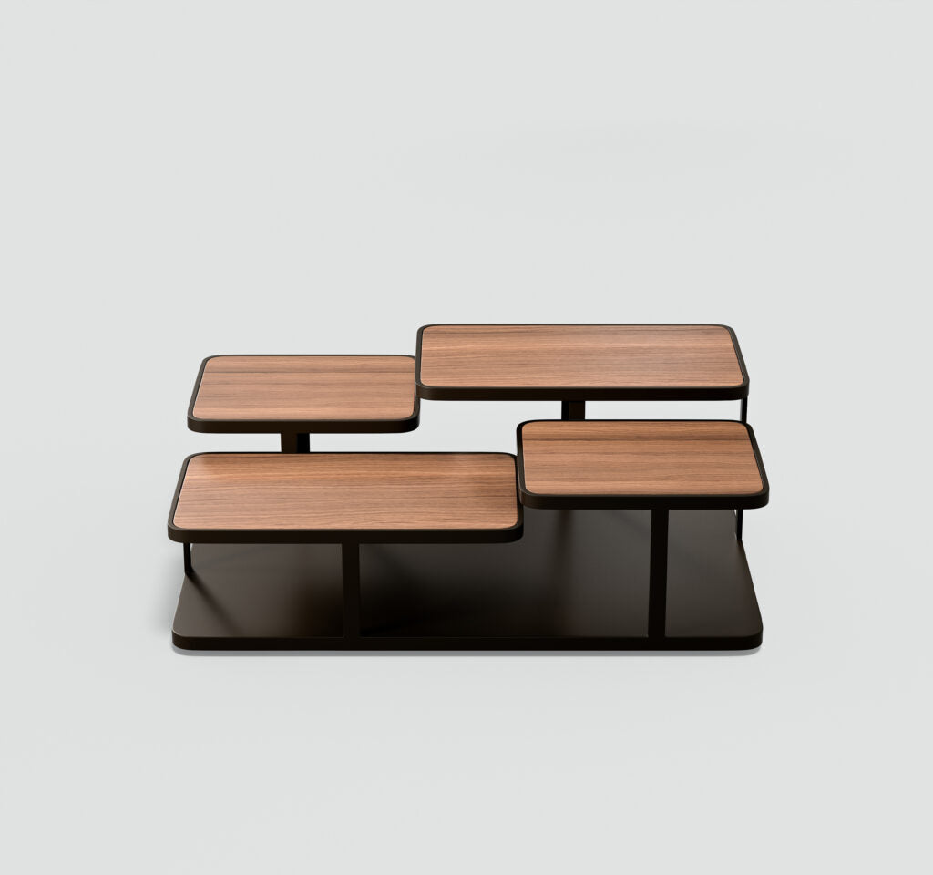 Elite Modern Quatro Coffee Table, All Wood Top