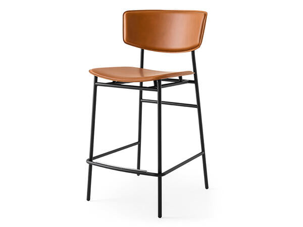 Calligaris Fifties CS-1864 modern stool with upholstered seat and backrest | Quick Ship