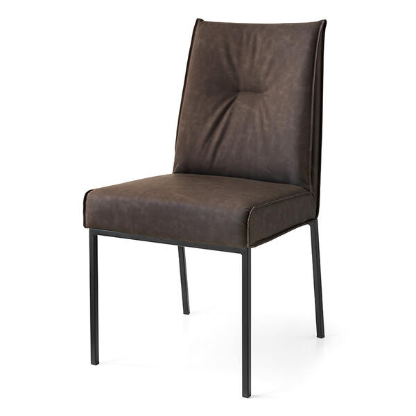 Calligaris Romy Upholstered Chair with Plush Seat and Metal Base | Quick Ship