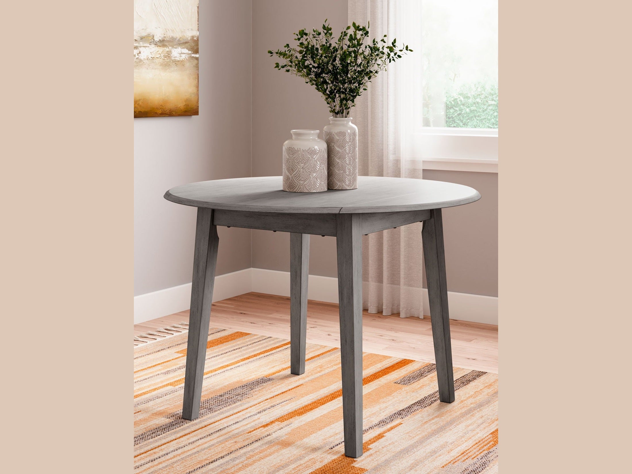 Shullden - Round Drm Drop Leaf Table - Gray