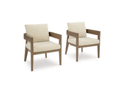 Serene Bay - Arm Chair With Cushion (Set of 2) - Dark Brown / White