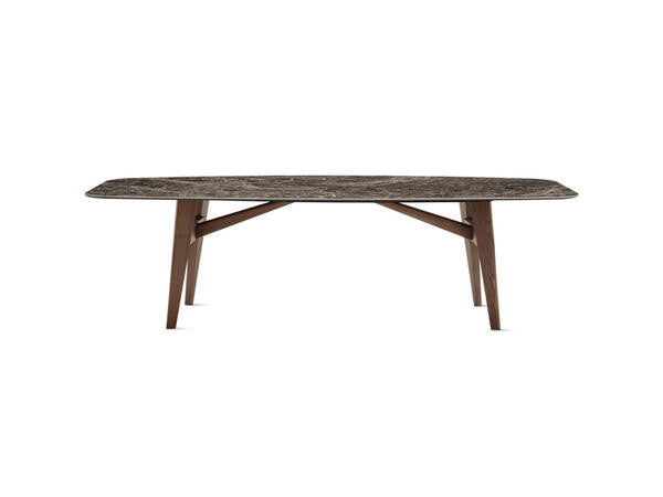 Calligaris Abrey Table 4127-FB200 with elliptical fixed top and wooden base