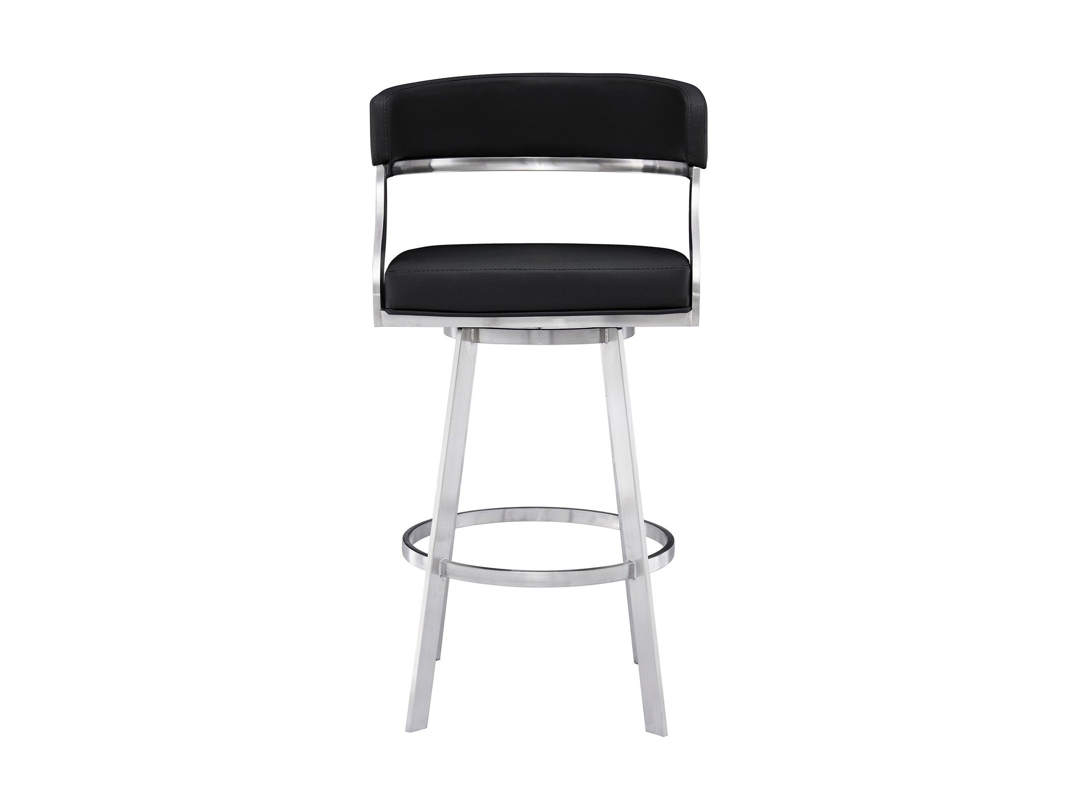 Dione - Swivel Faux Leather And Brushed Stainless Steel Bar Stool