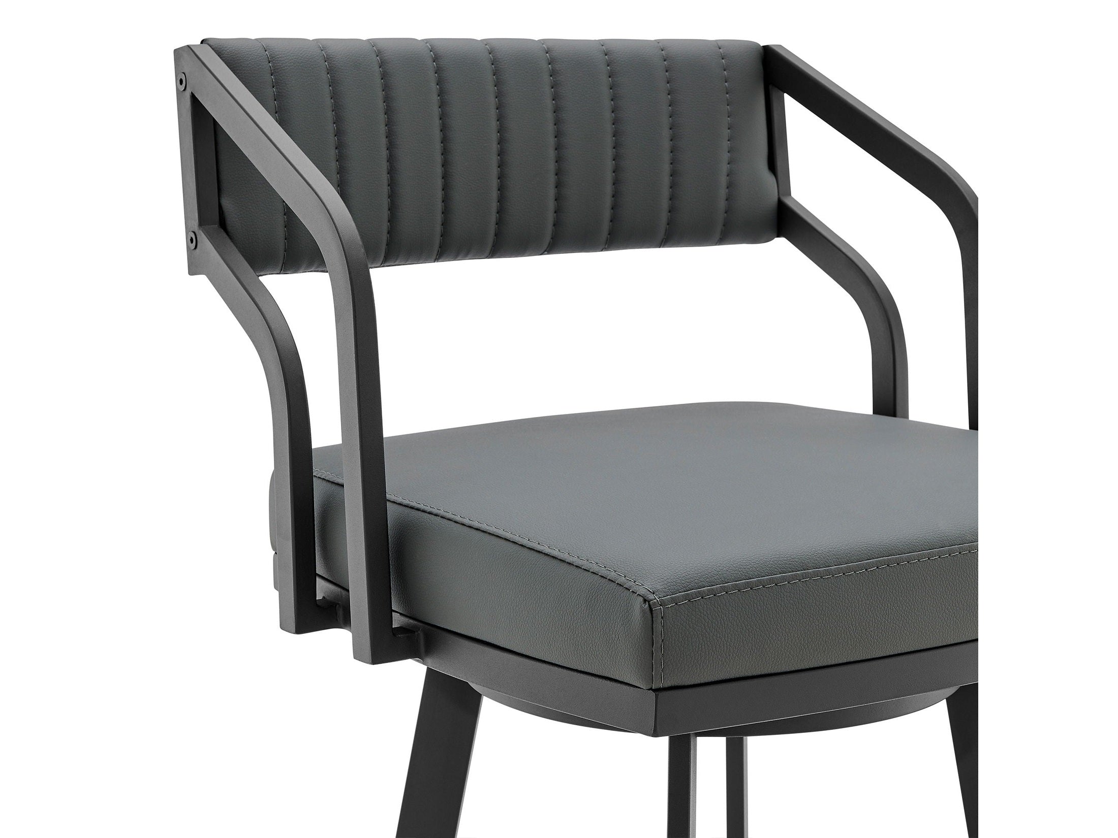 Scranton - 26" Swivel Modern Metal And Faux Leather Barstool - Slate Gray / Black
