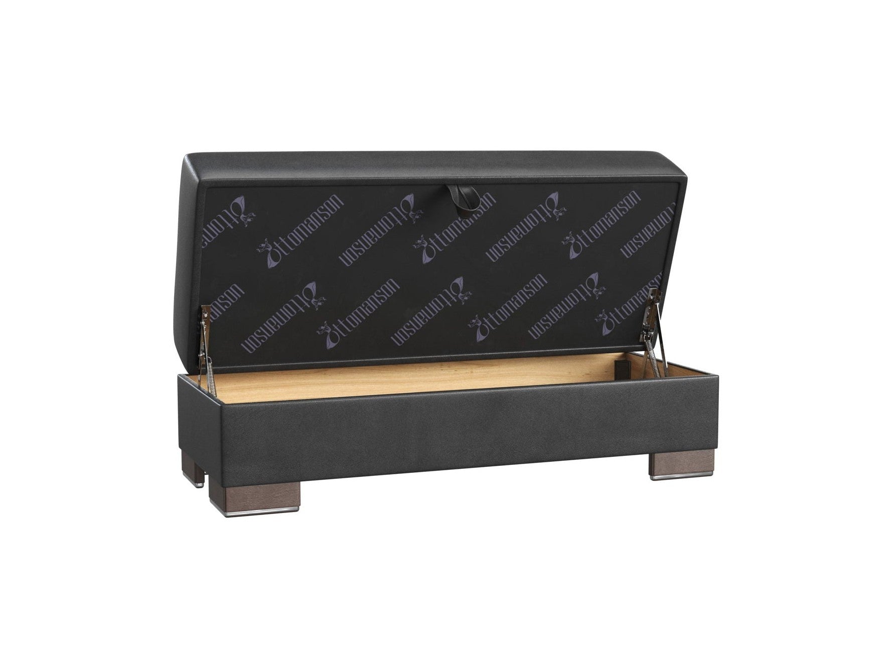 Ottomanson Armada X - Upholstered Convertible Wood Trimmed Ottoman With Storage