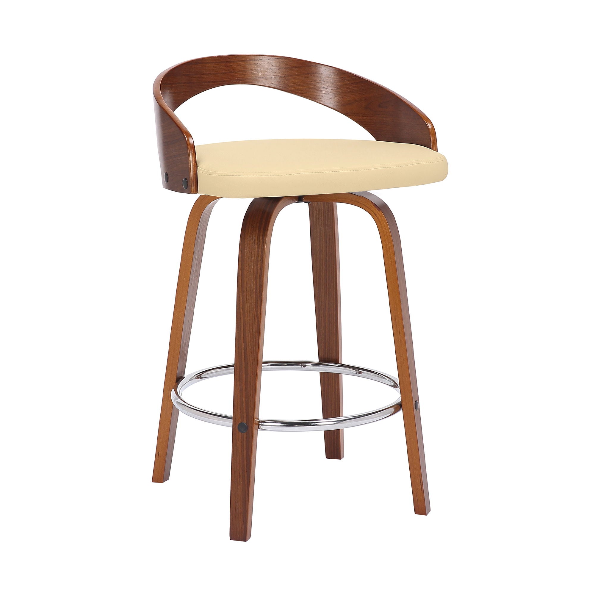 Sonia - 26" Counter Height Swivel Bar Stool - Walnut Wood