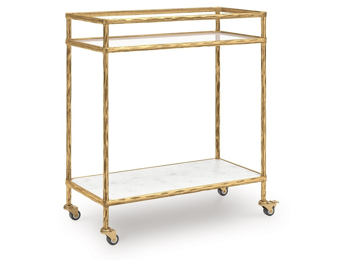 Plattfield - Bar Cart - Antique Gold Finish
