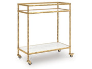Plattfield - Bar Cart - Antique Gold Finish