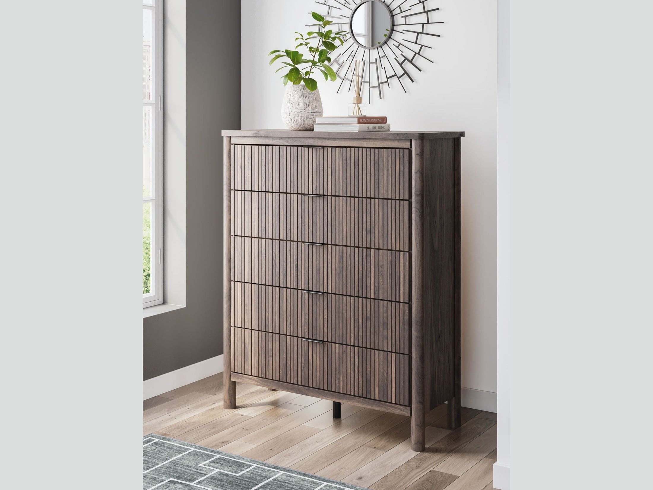 Cadmori - Five Drawer Wide Chest - Brown