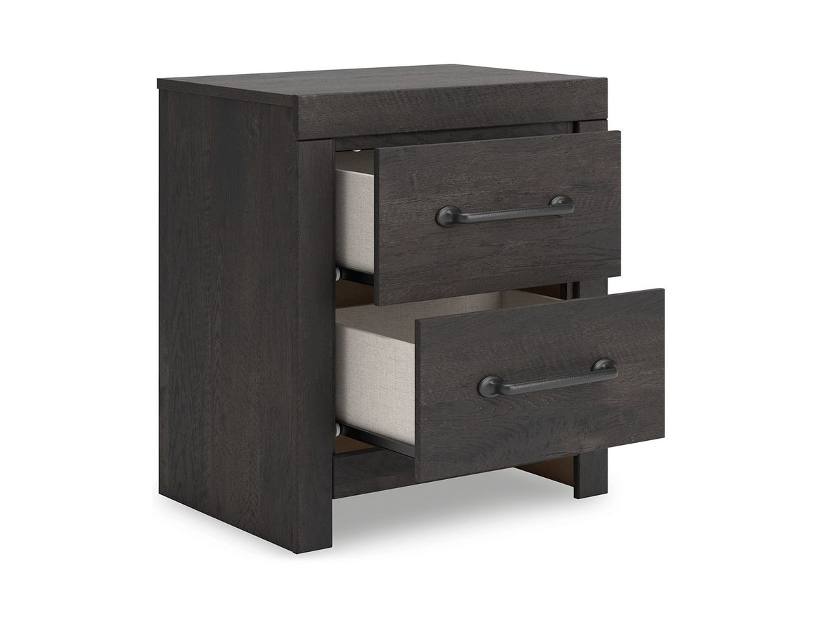 Hollivern - Two Drawer Night Stand - Dark Gray