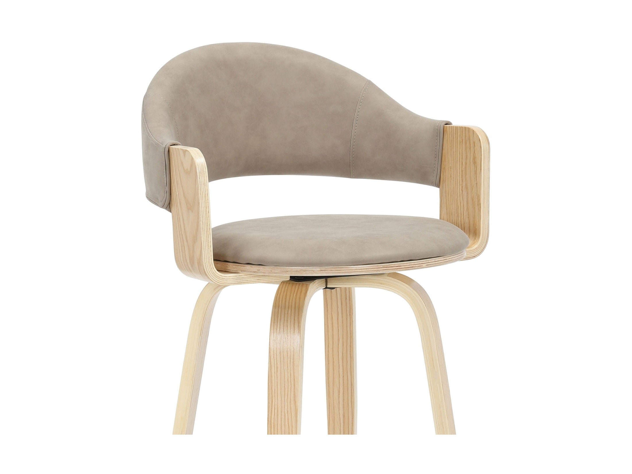 Daxton - Swivel Counter Height Round Back Wood Bar Stool With Faux Leather Seat