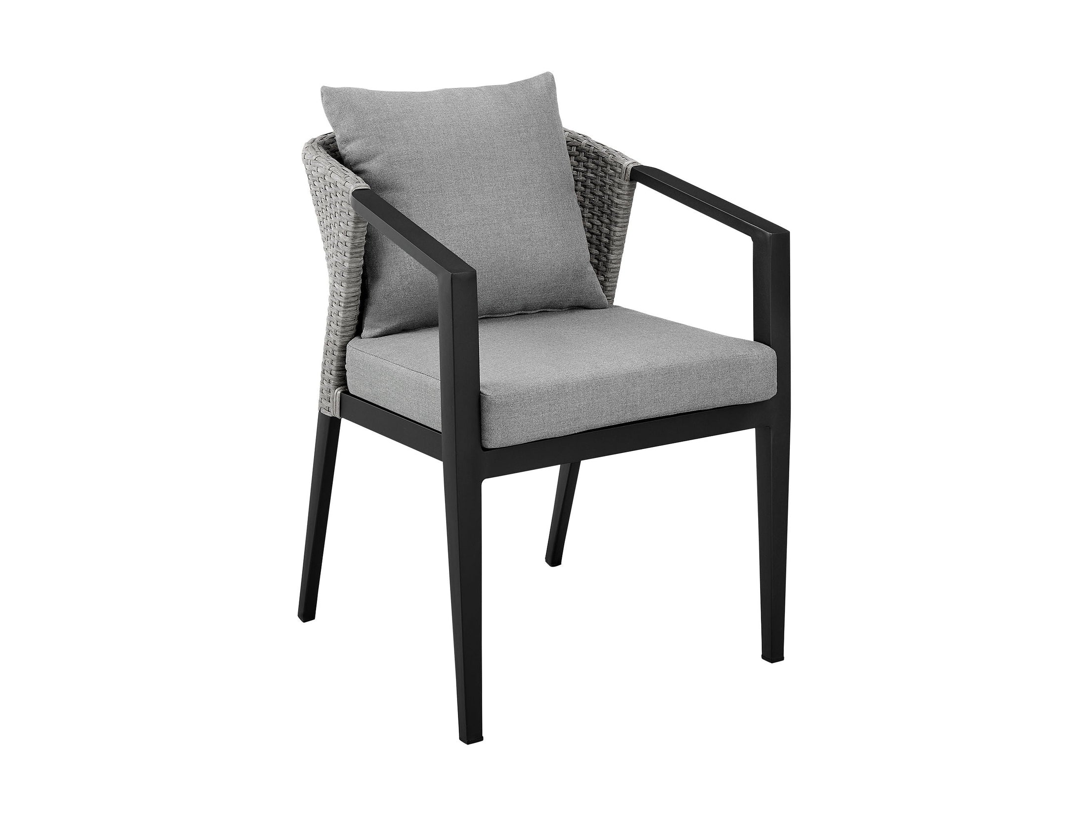Palma - Outdoor Patio Dining Chairs In Aluminum And Wicker With Gray Cushions - (Set Of 2)