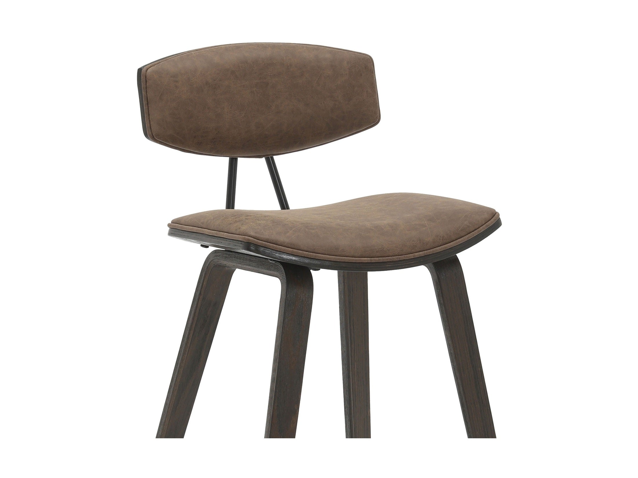 Fox - Counter Height Curved Back Wood Bar Stool With Faux Leather Seat