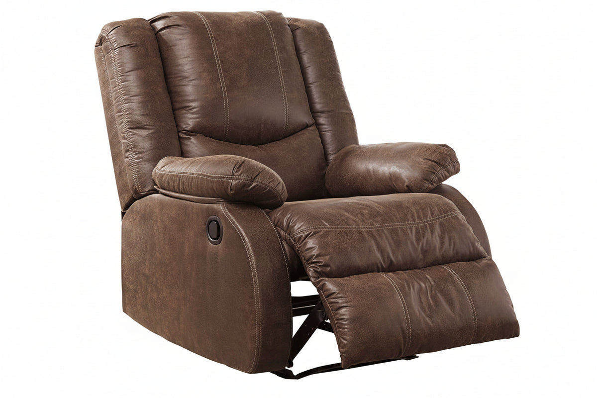 Brown leather recliner chair on a white background