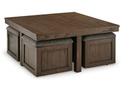 Boardernest - Cocktail Table With 4 Stools (Set of 5) - Brown