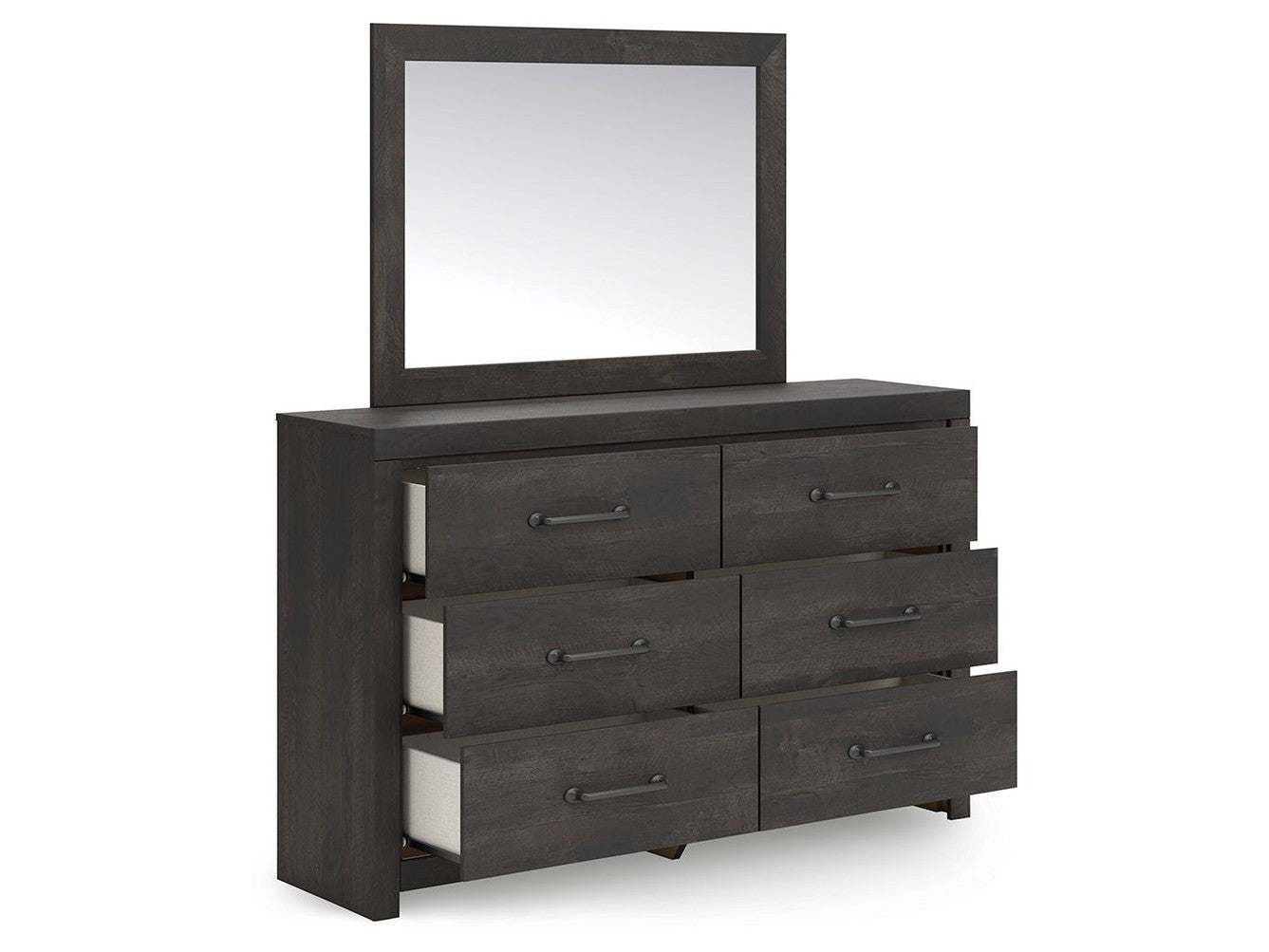 Delmorta - Dresser And Mirror - Dark Gray