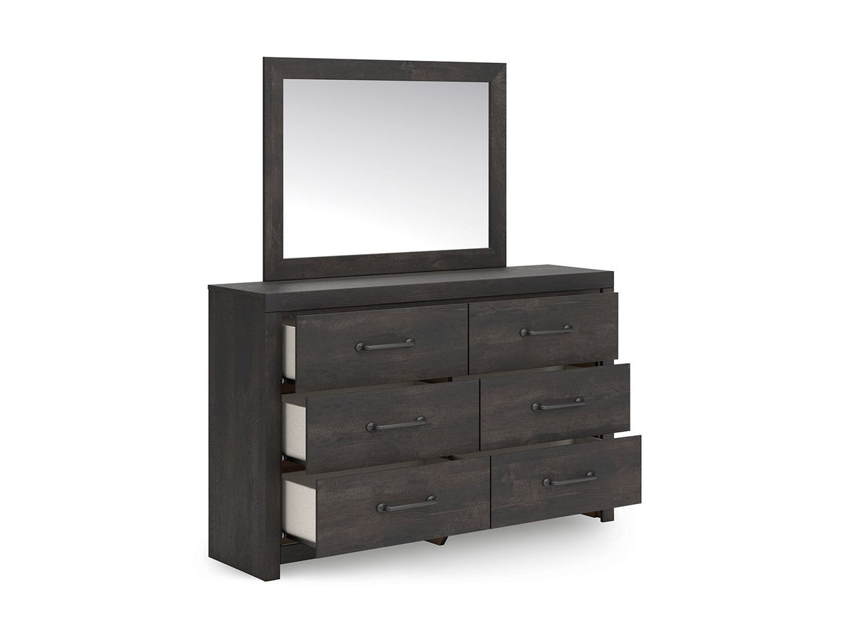 Hollivern - Dresser And Mirror - Dark Gray