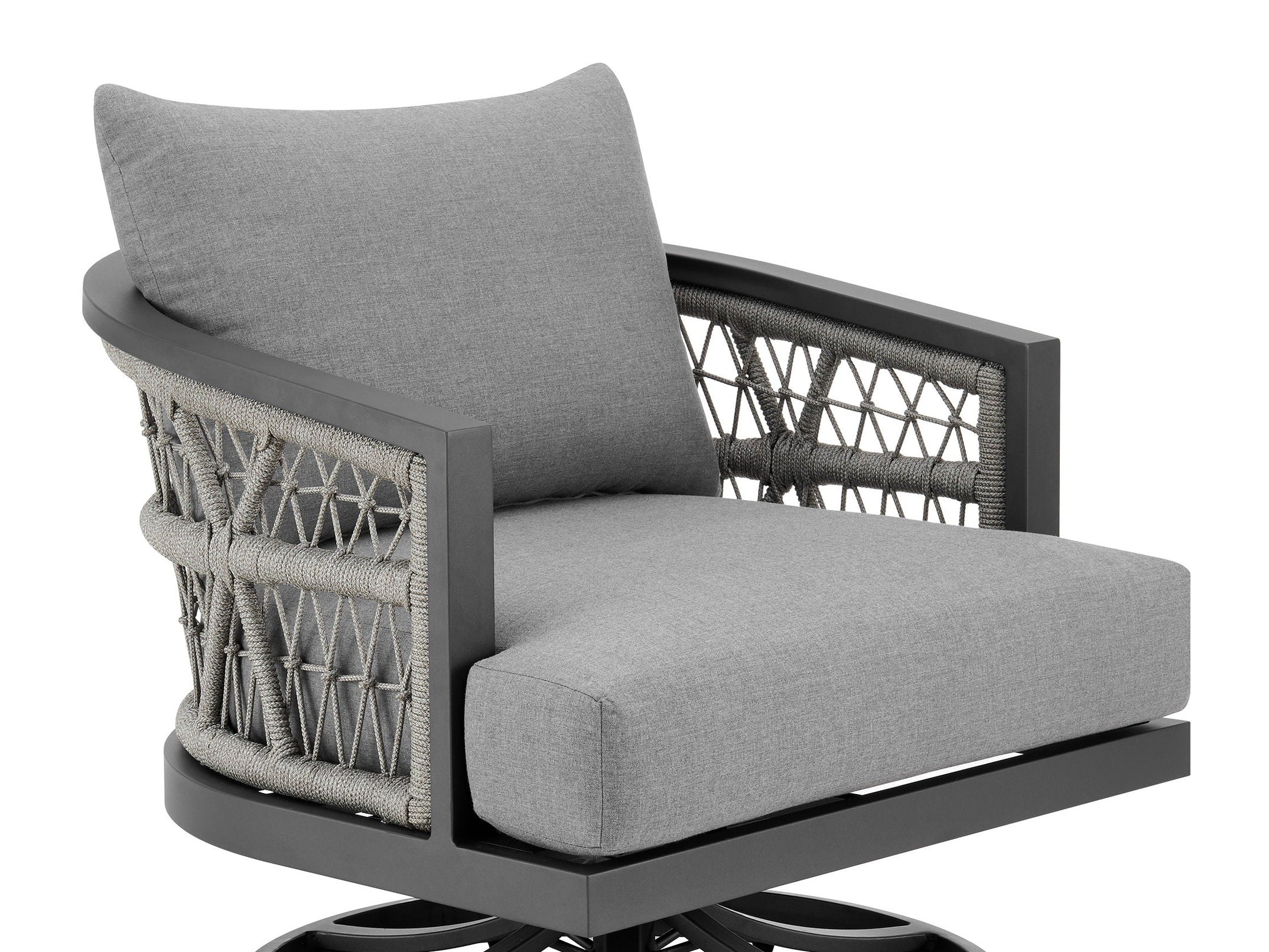 Zella - Outdoor Patio Swivel Armchair - Light Gray / Earl Gray