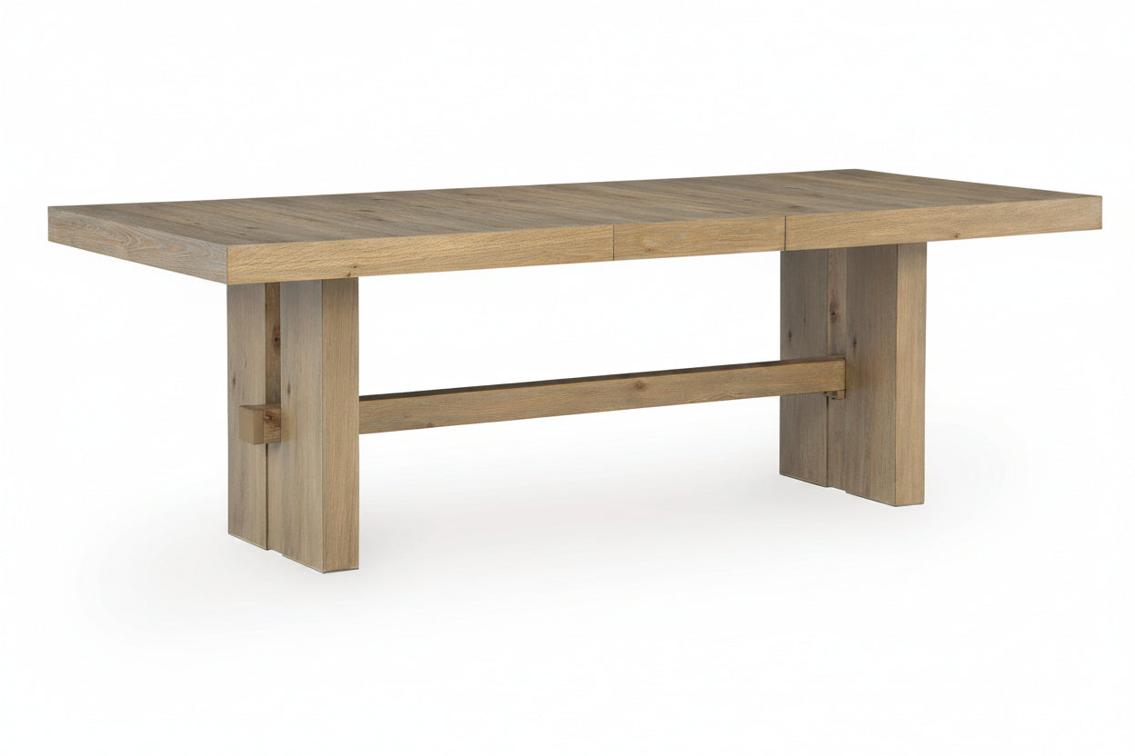 Wooden dining table on a white background