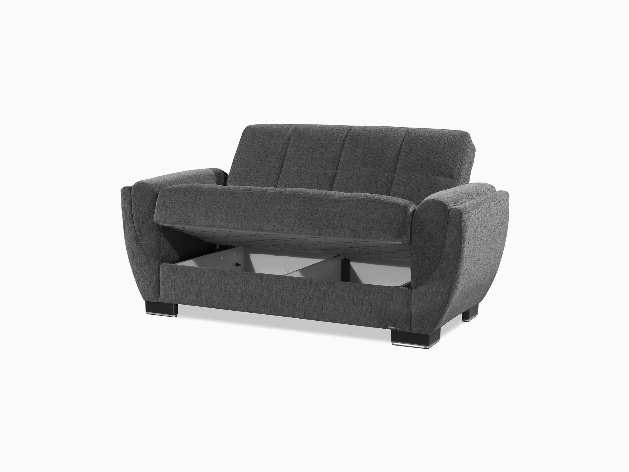 Ottomanson Armada Air - Upholstered Convertible Loveseat With Storage - Gray Chenille