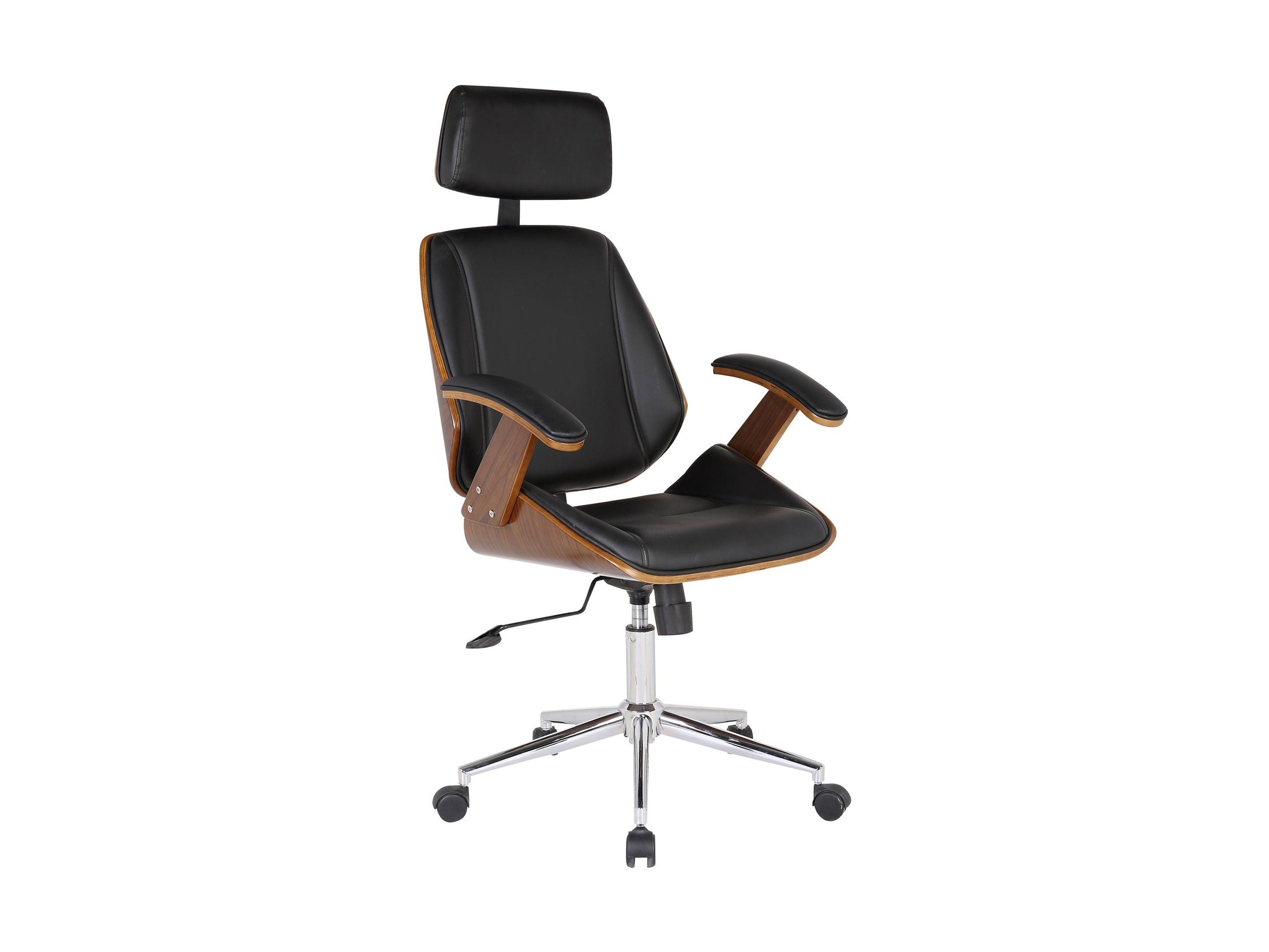 Century - Office Chair Veneer Back With Multifunctional Mechanism - Black / Walnut