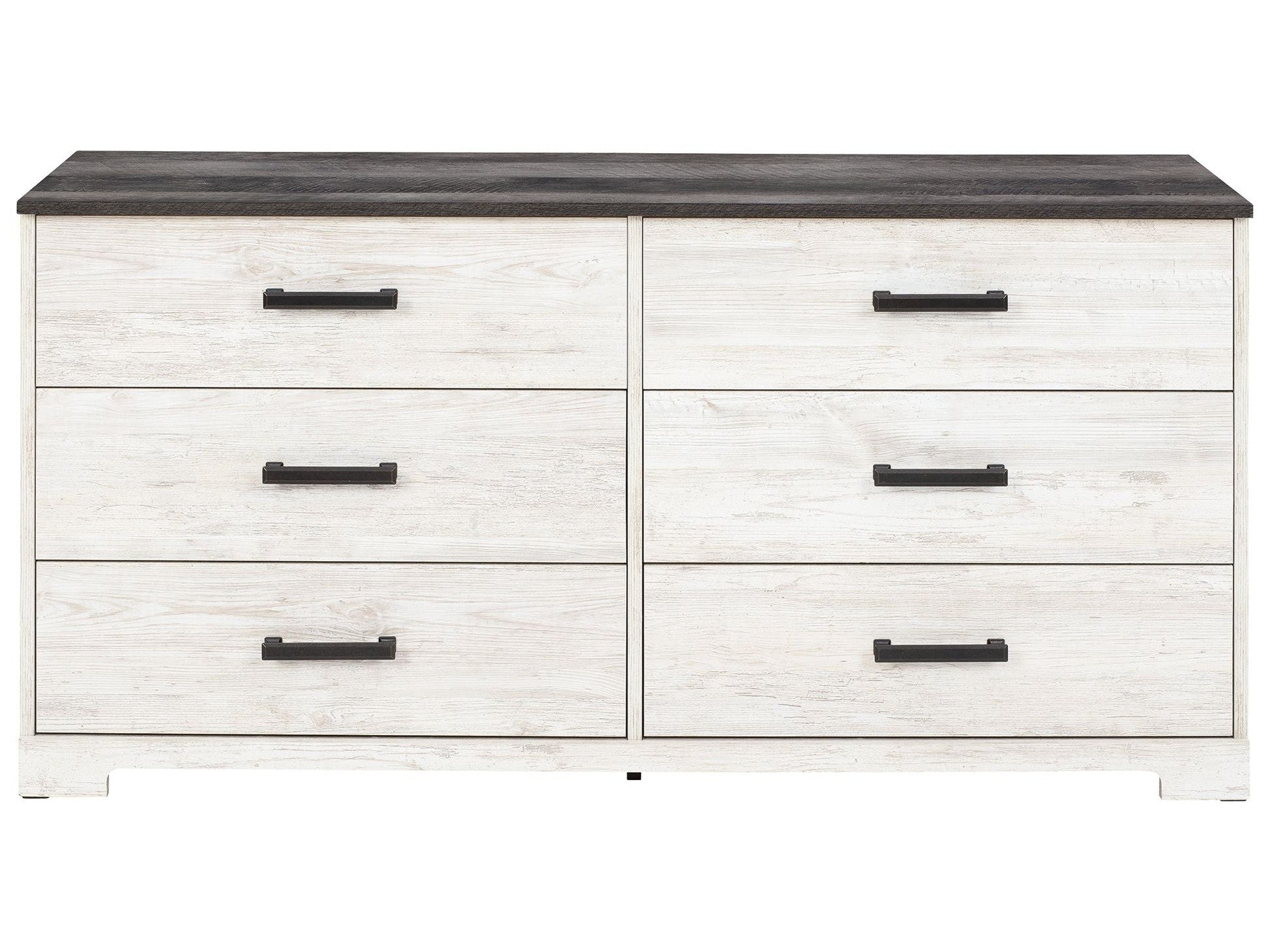 Shawburn - Six Drawer Dresser - Pewter-tone pulls - White / Black / Gray