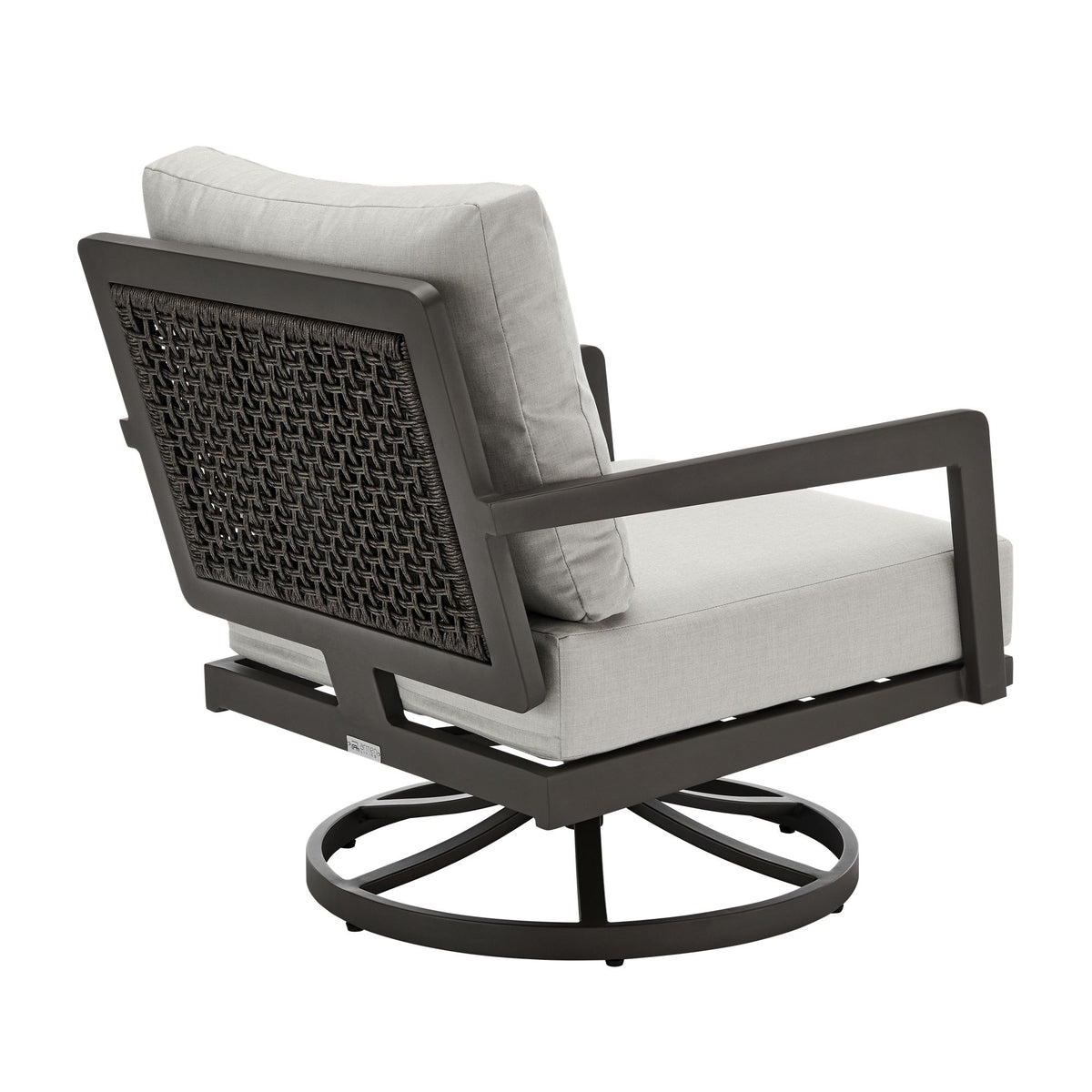 Avila - Outdoor 360-Swivel Rocker Chair With Woven Rattan Back Aluminum Frame And Cushions - Dark Bronze / Silver Ash