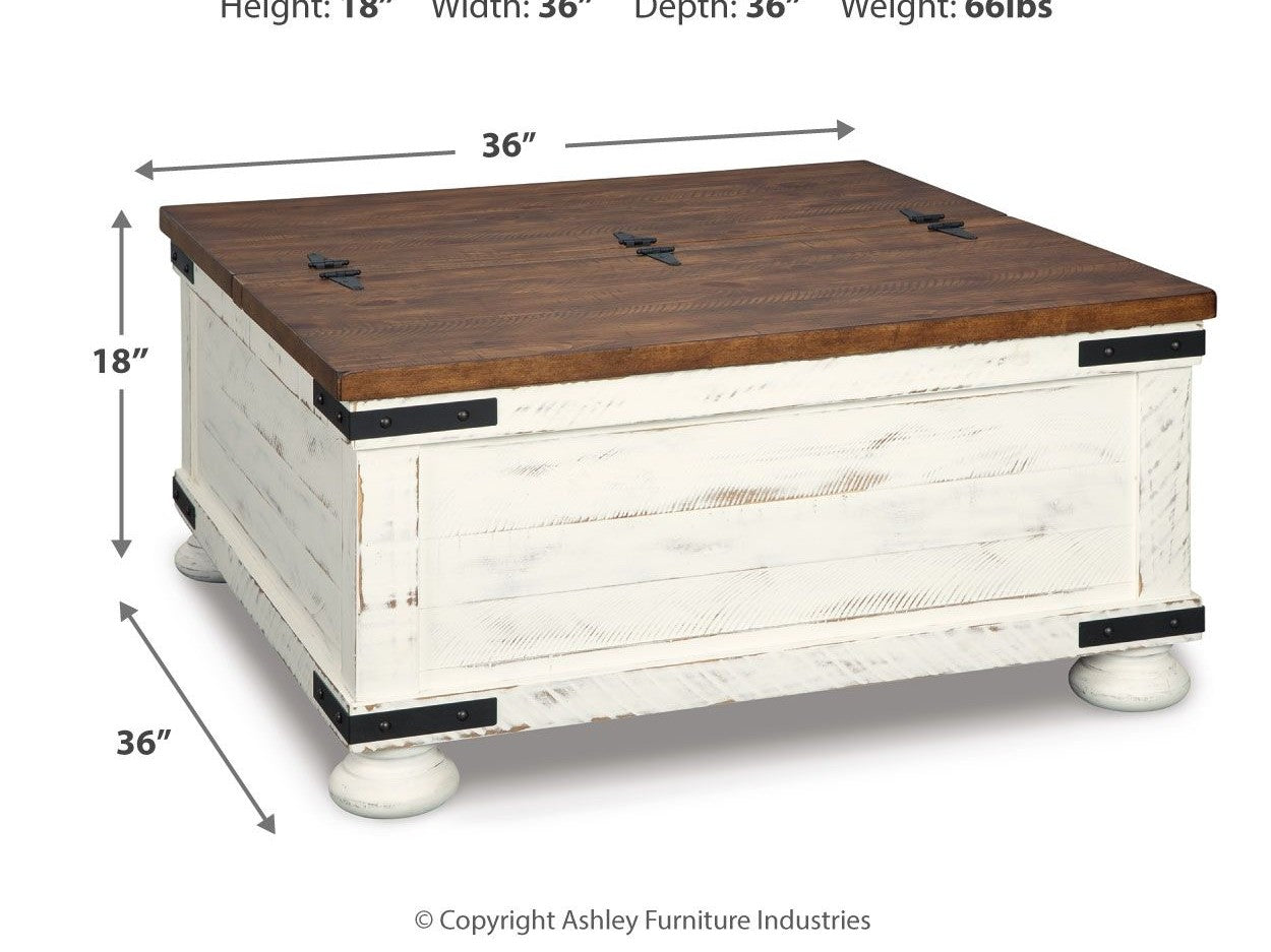 Wystfield - Cocktail Table with Storage - White / Brown