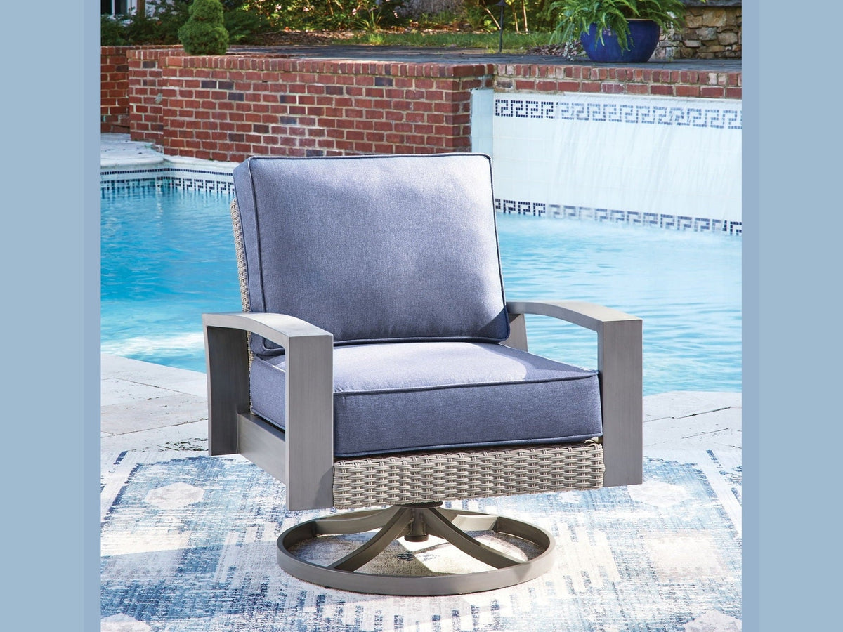 Half Moon Beach - Swivel Lounge With Cushion - Blue / Gray
