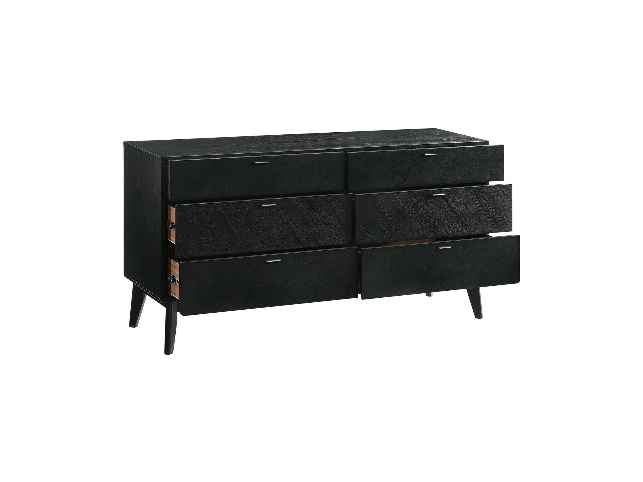 Petra - 6 Drawer Wood Dresser - Black