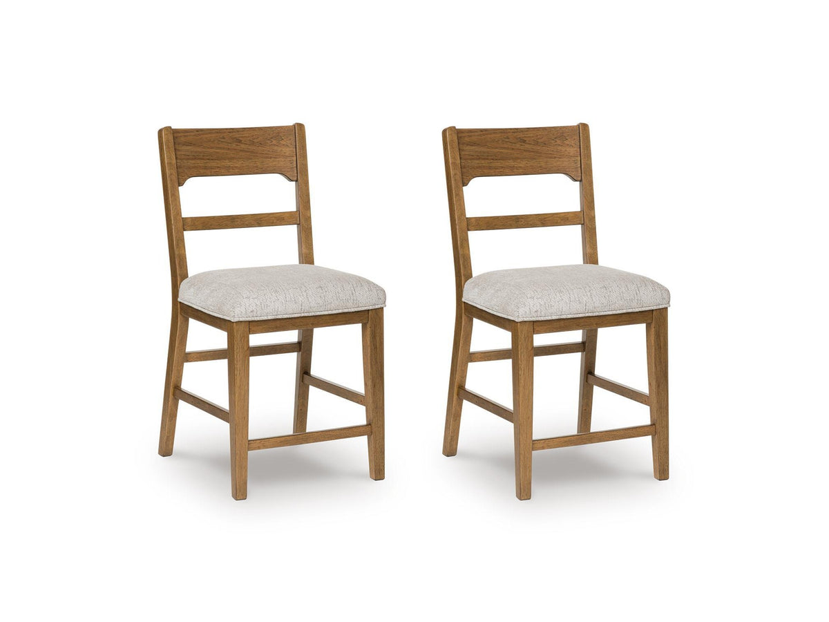 Cabalynn - Upholstered Barstool (Set of 2) - Oatmeal / Light Brown