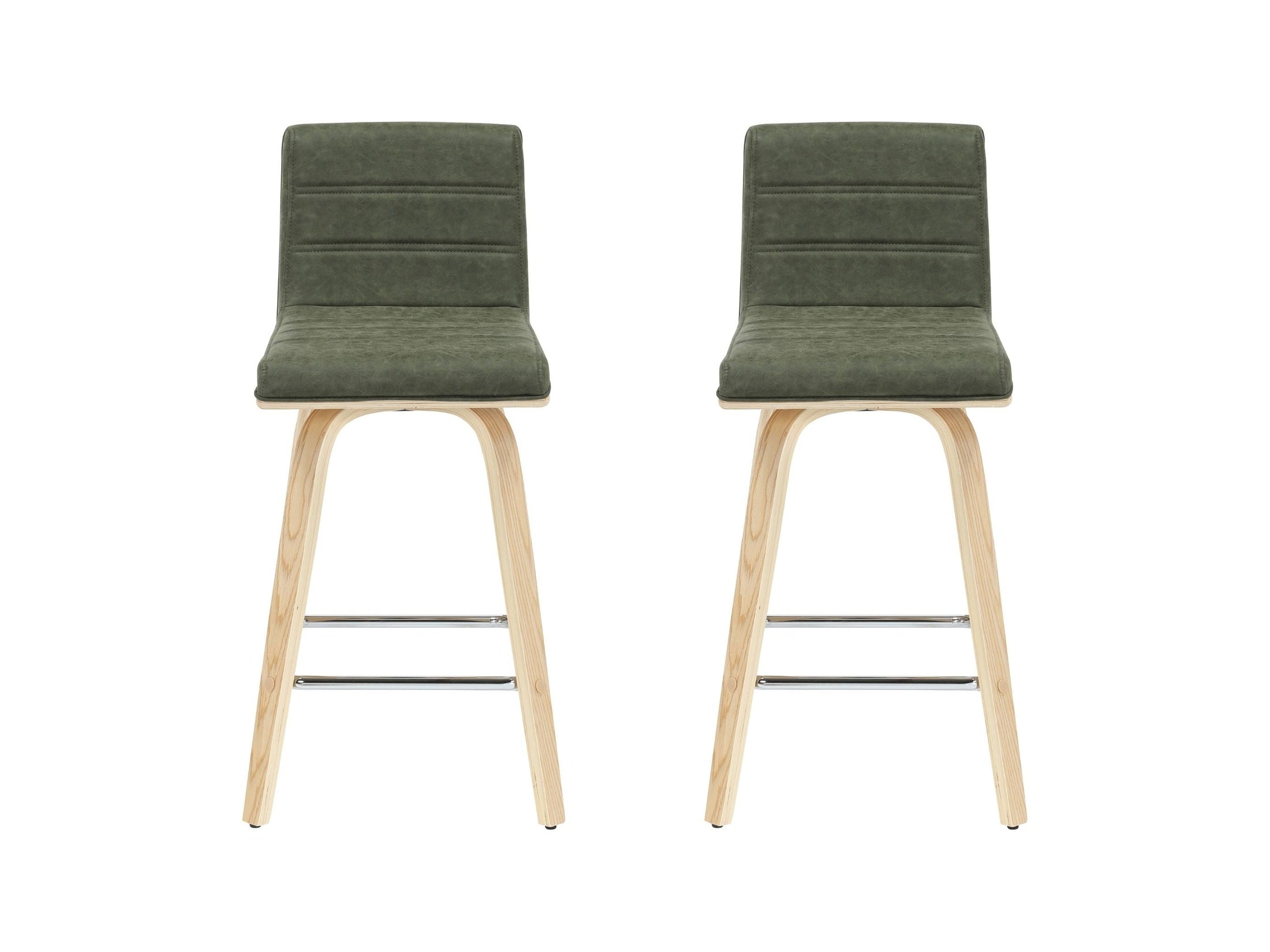 Vienna - 35.5" Swivel Counter Height Square Back Wood Bar Stool With Faux Leather Seat