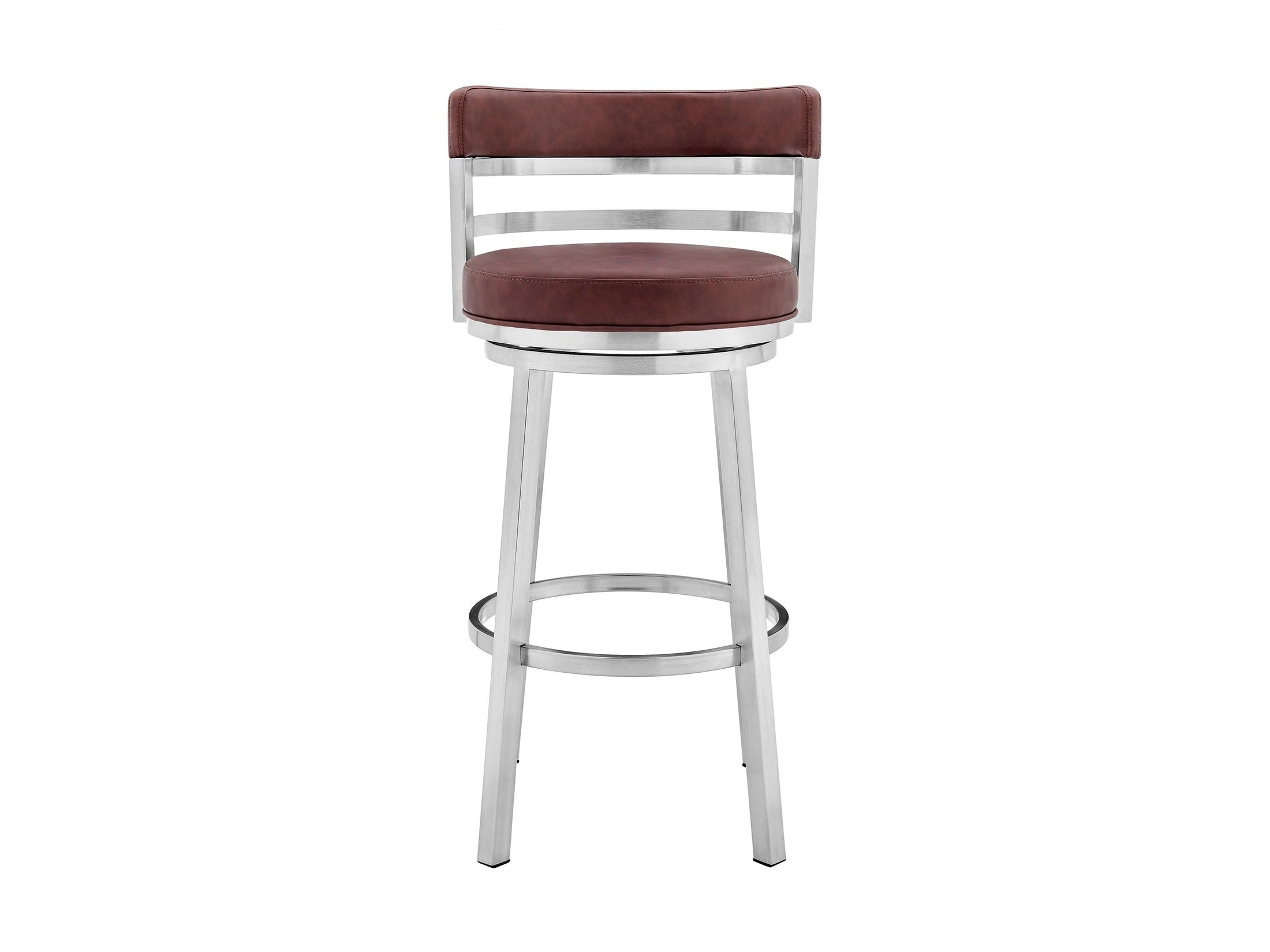 Titana - Swivel Faux Leather And Brushed Stainless Steel Bar Stool