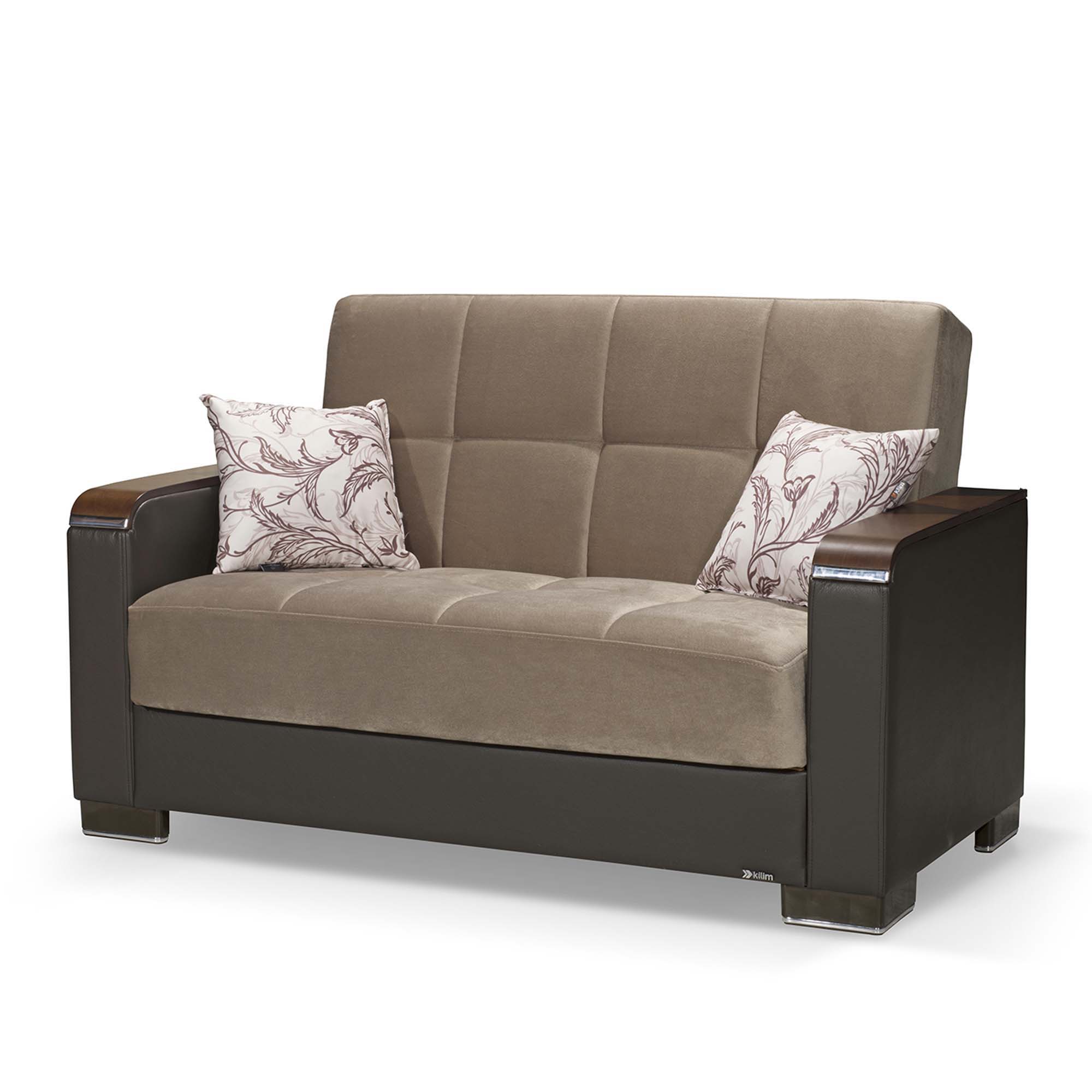 Ottomanson Armada X - Upholstered Convertible Wood Trimmed Loveseat With Storage