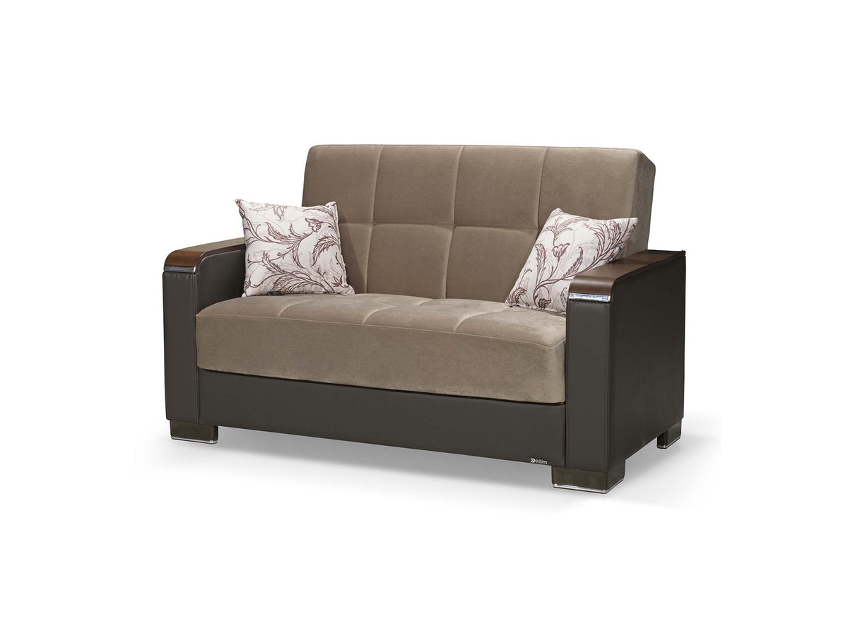Ottomanson Armada X - Upholstered Convertible Wood Trimmed Loveseat With Storage