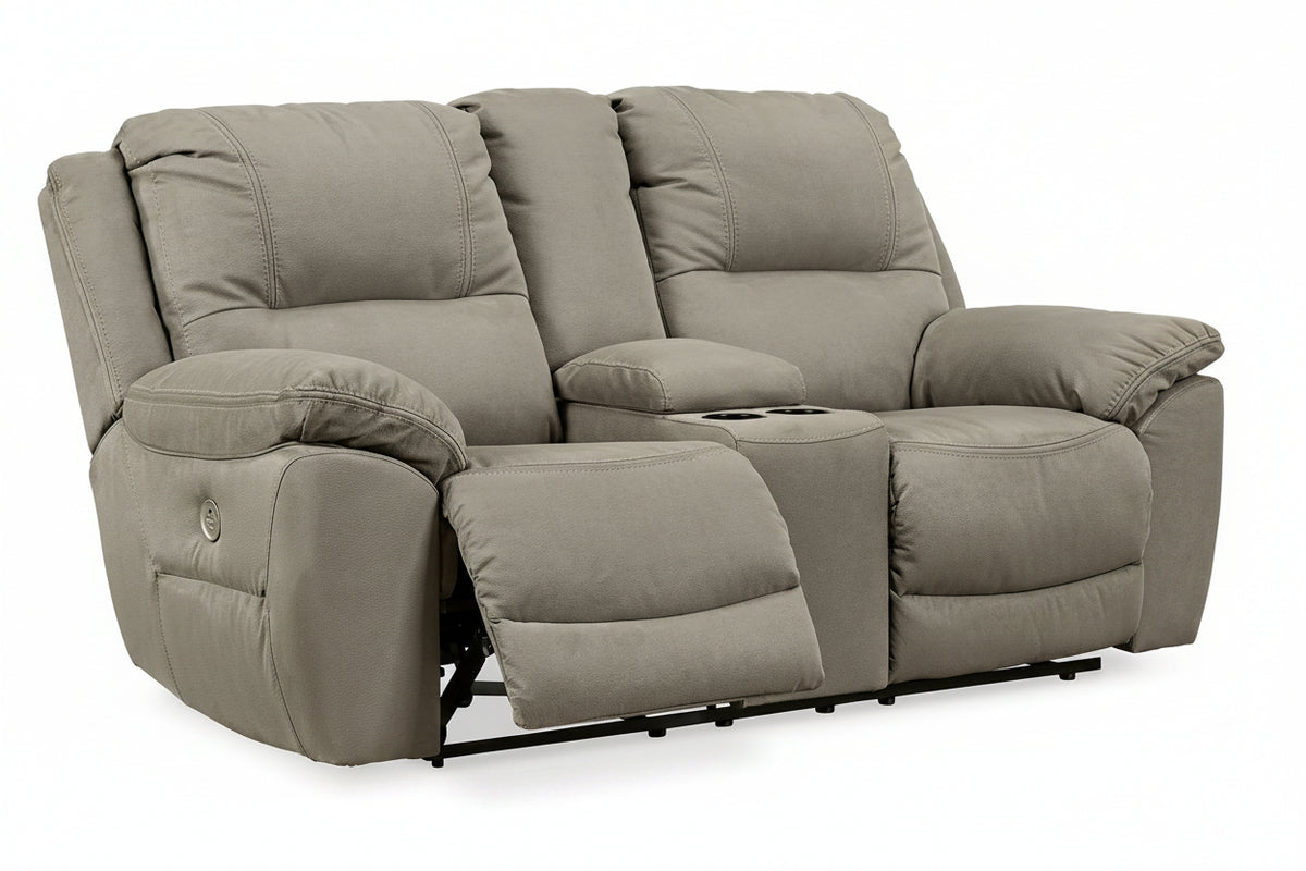 Gray reclining sofa on a white background