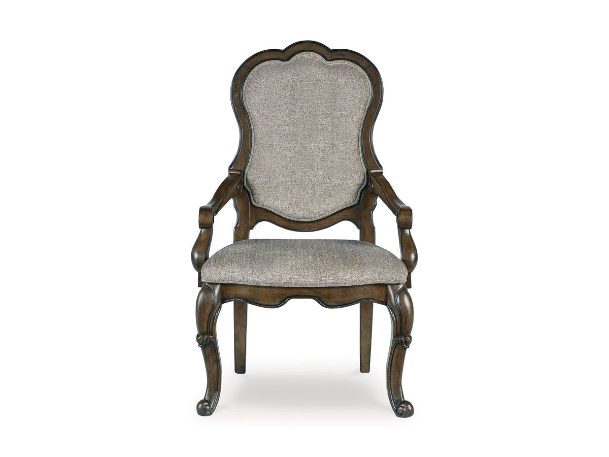 Maylee - Dining Upholstered Arm Chair (Set of 2) - Dark Brown