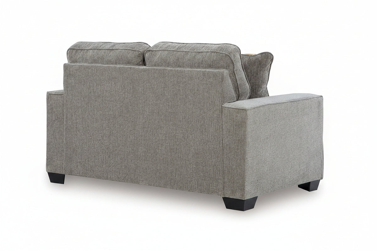 Gray fabric sofa on a white background