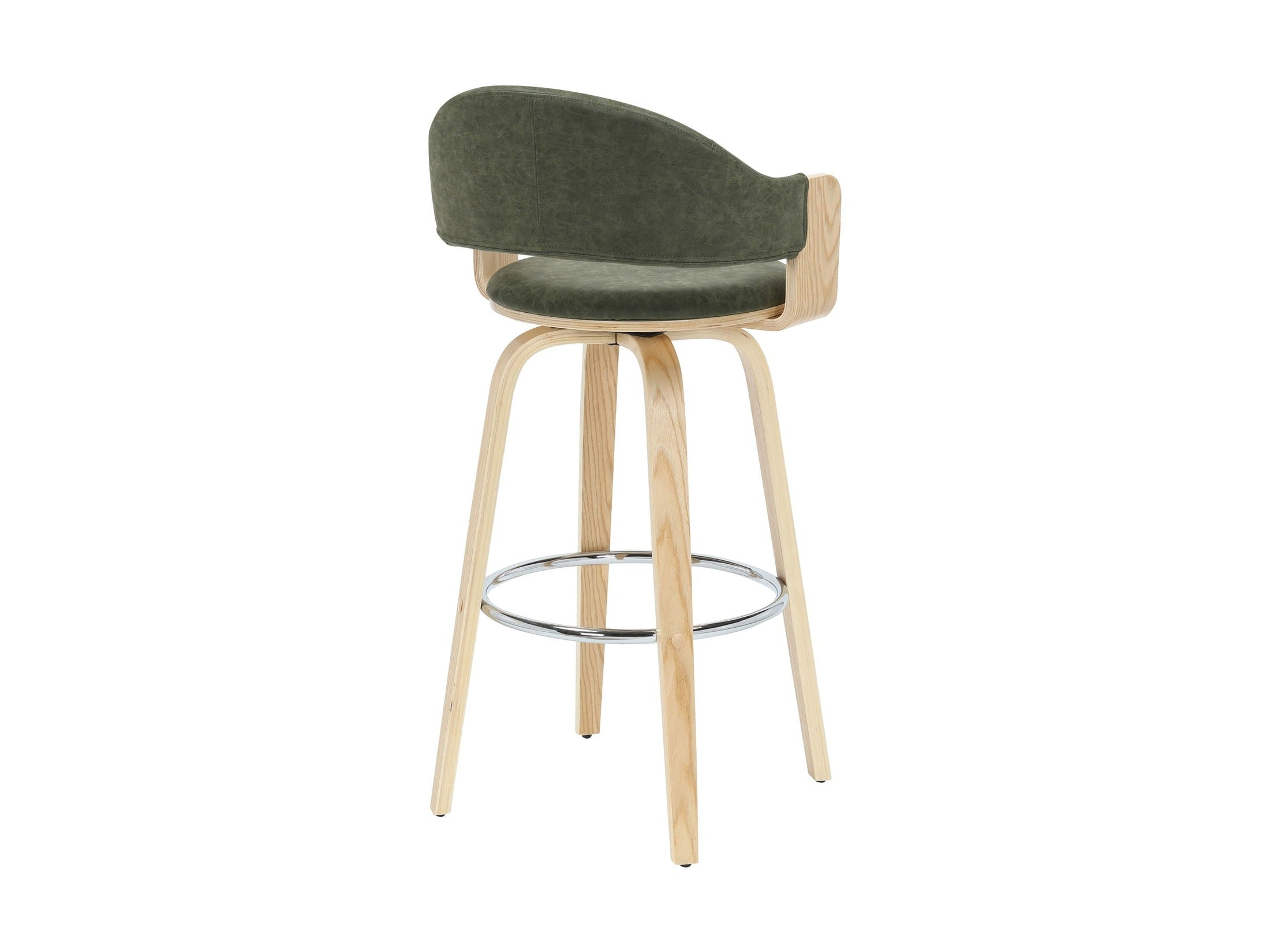 Daxton - Swivel Bar Height Round Back Wood Bar Stool With Faux Leather Seat