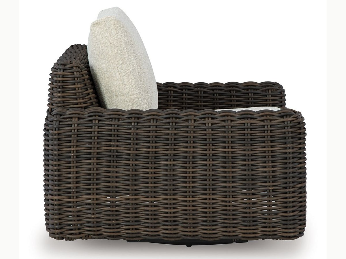 Kimora - Swivel Glider Lounge With Cushion - Beige / Dark Brown