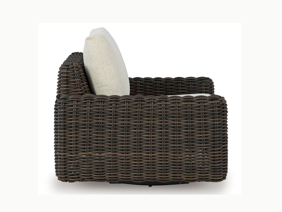 Kimora - Swivel Glider Lounge With Cushion - Beige / Dark Brown