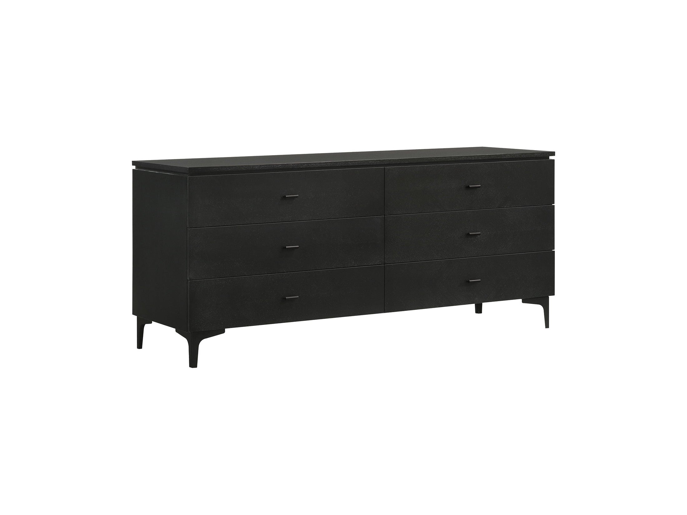 Legend - 6 Drawer Dresser With Metal Legs - Black Glaze Ash