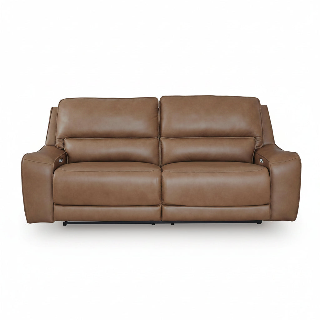 Brown leather sofa on a white background