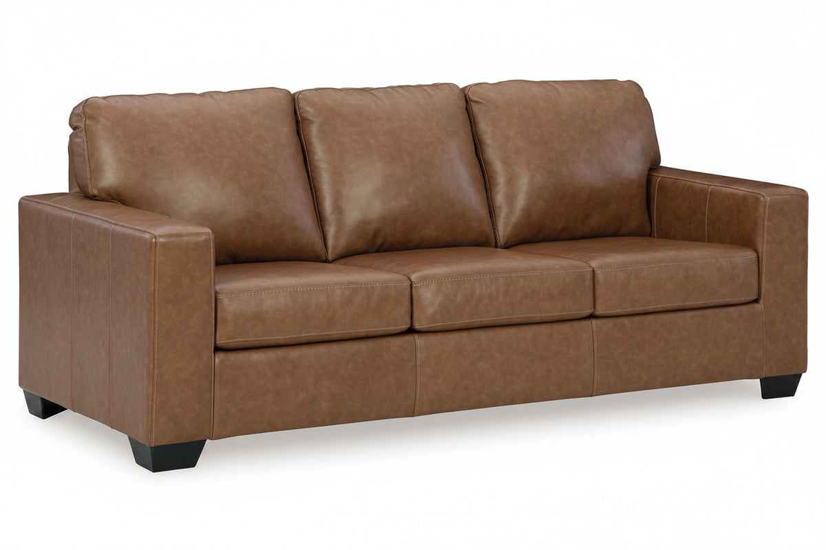 Brown leather sofa on a white background