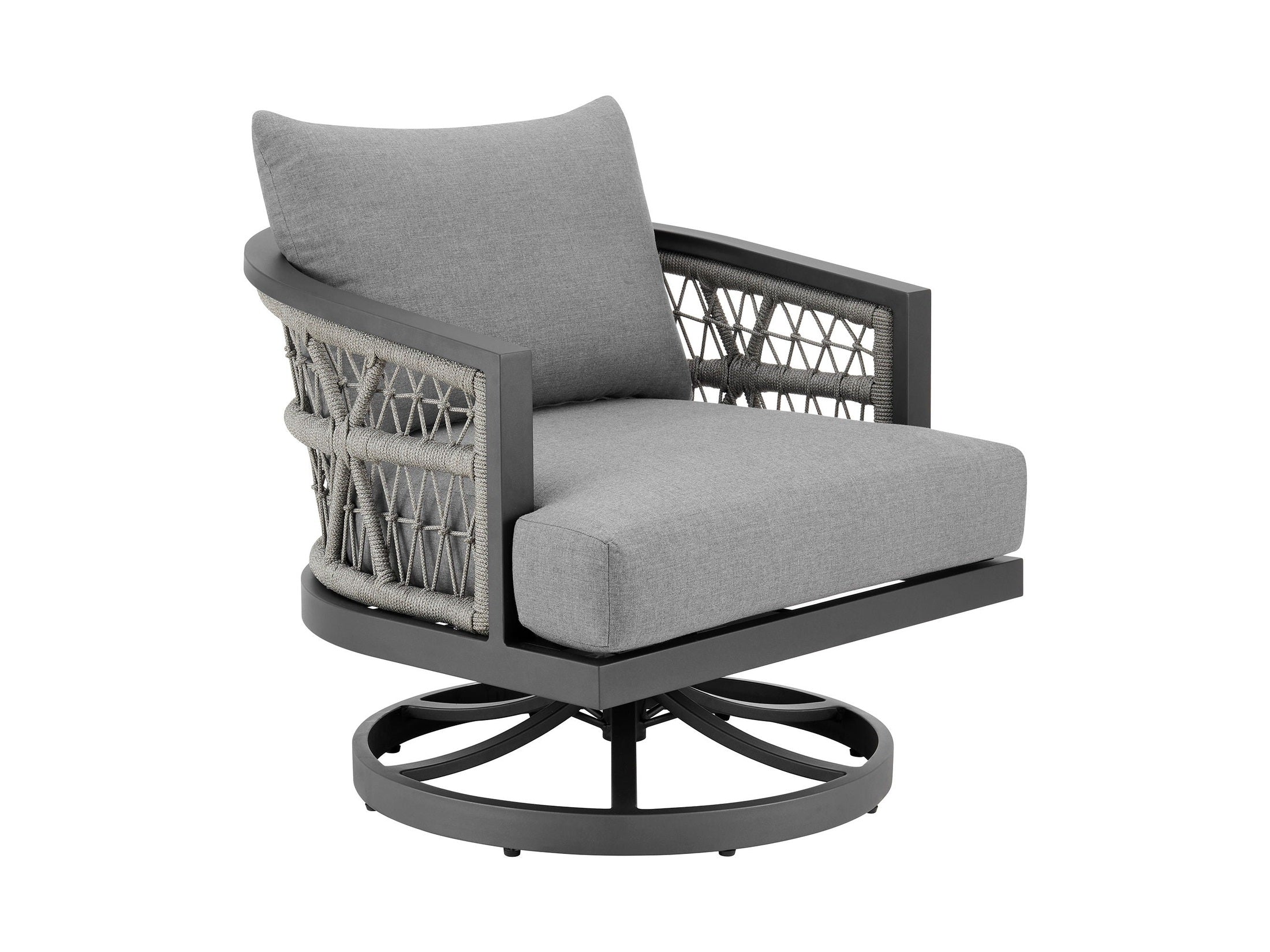 Zella - Outdoor Patio Swivel Armchair - Light Gray / Earl Gray