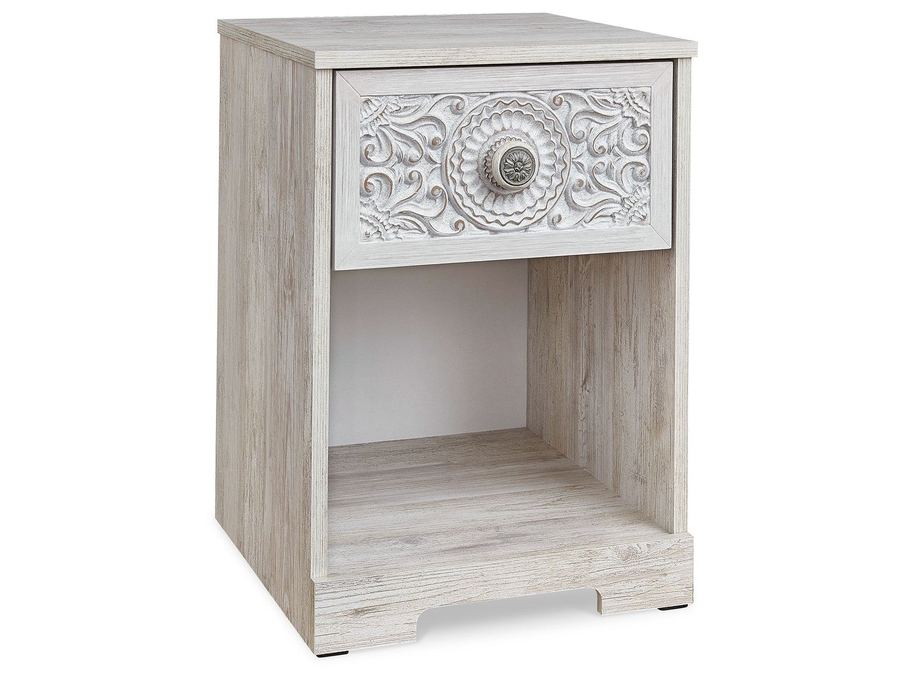 Paxberry - One Drawer Night Stand - Open Cubby - Whitewash