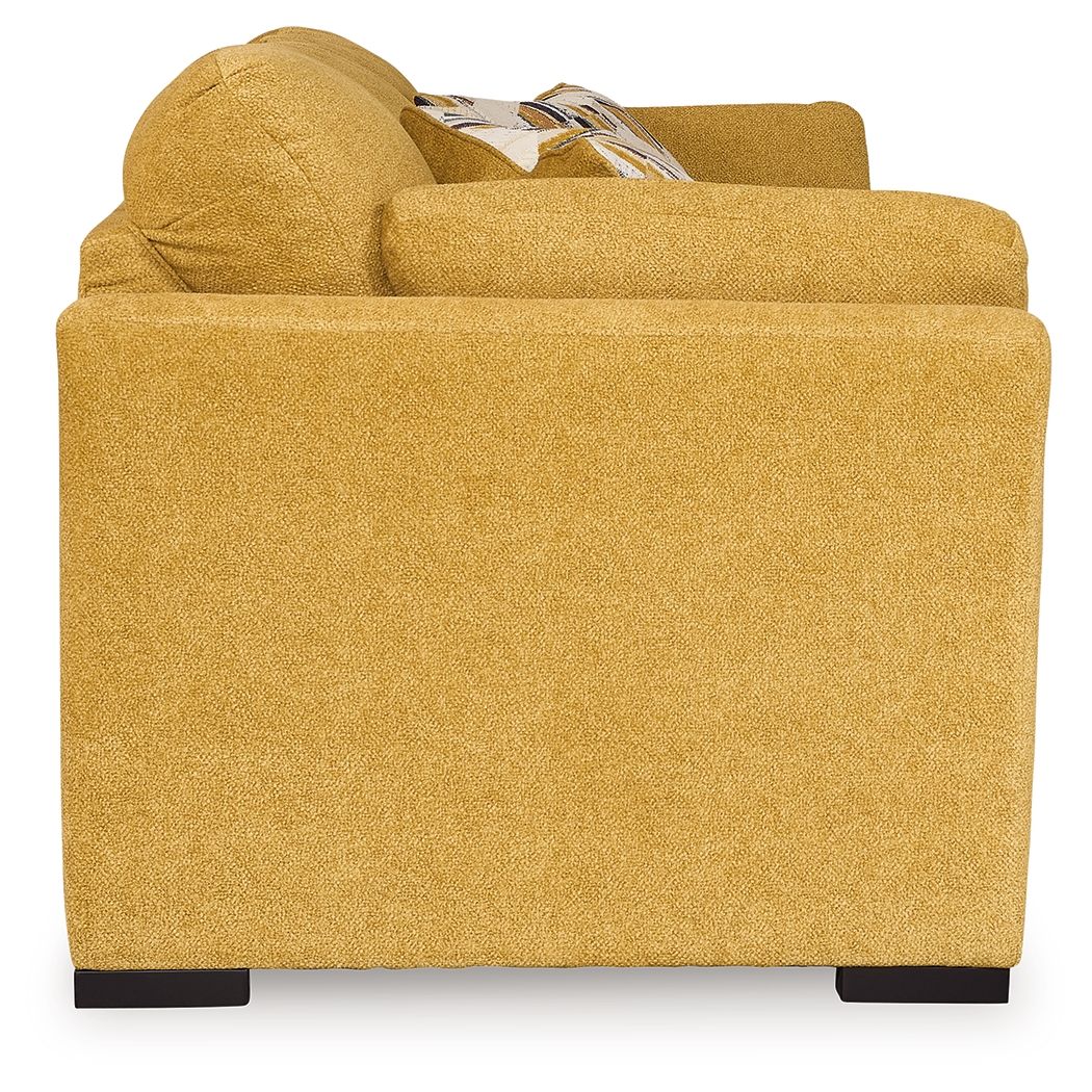 Yellow armchair on a white background